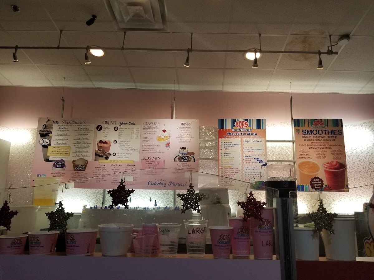 Bop's Frozen Custard Photo Menu 1
