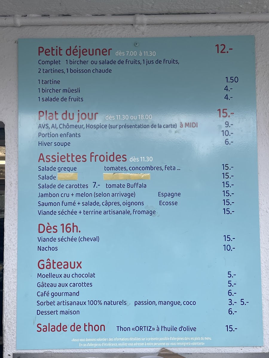 Buvette des Bains Photo Menu 1