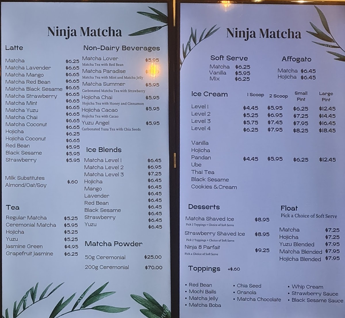 Ninja Matcha Photo Menu 2