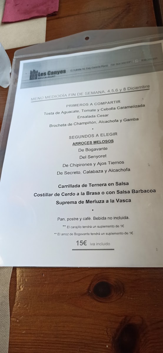 Bar Restaurant Les Canyes Photo Menu 10