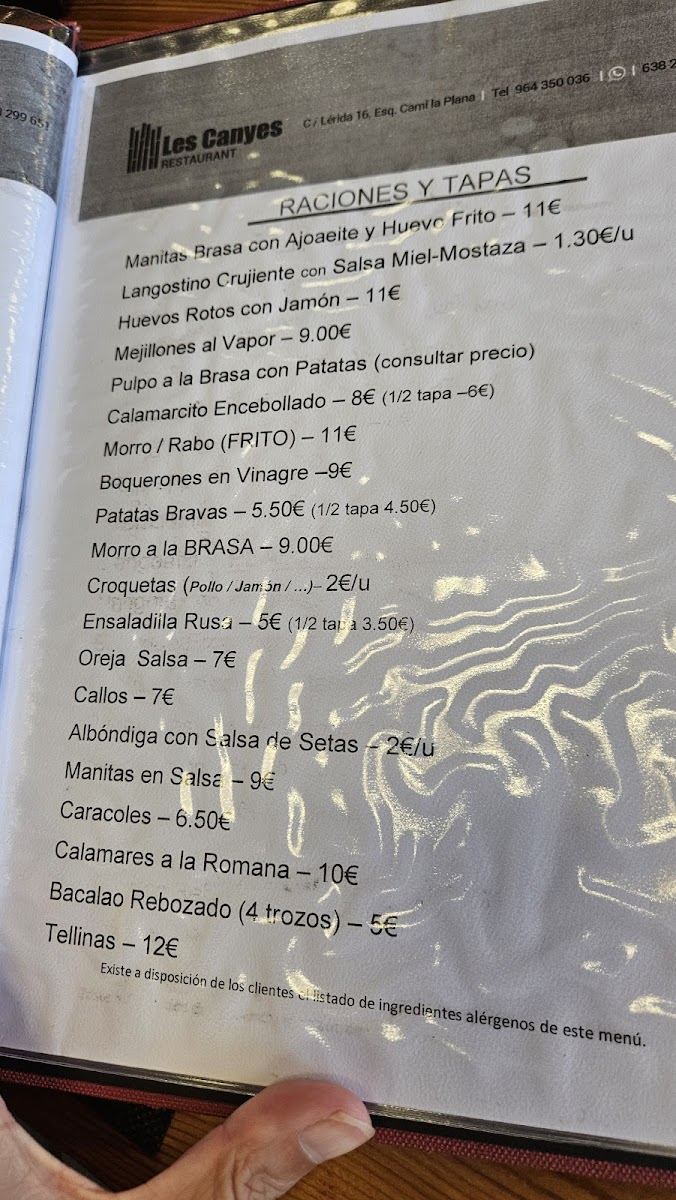 Bar Restaurant Les Canyes Photo Menu 5