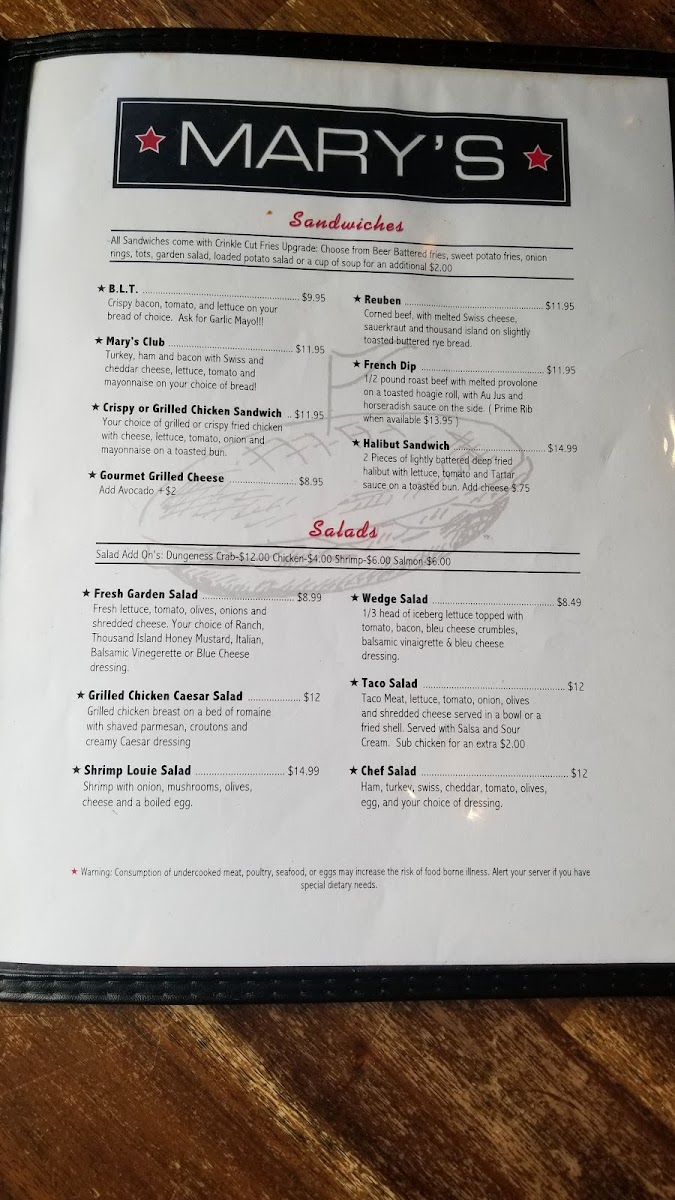 Mary's Bar & Grill Photo Menu 7