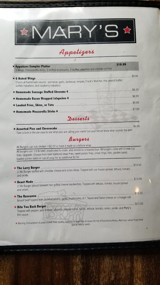 Mary's Bar & Grill Photo Menu 8