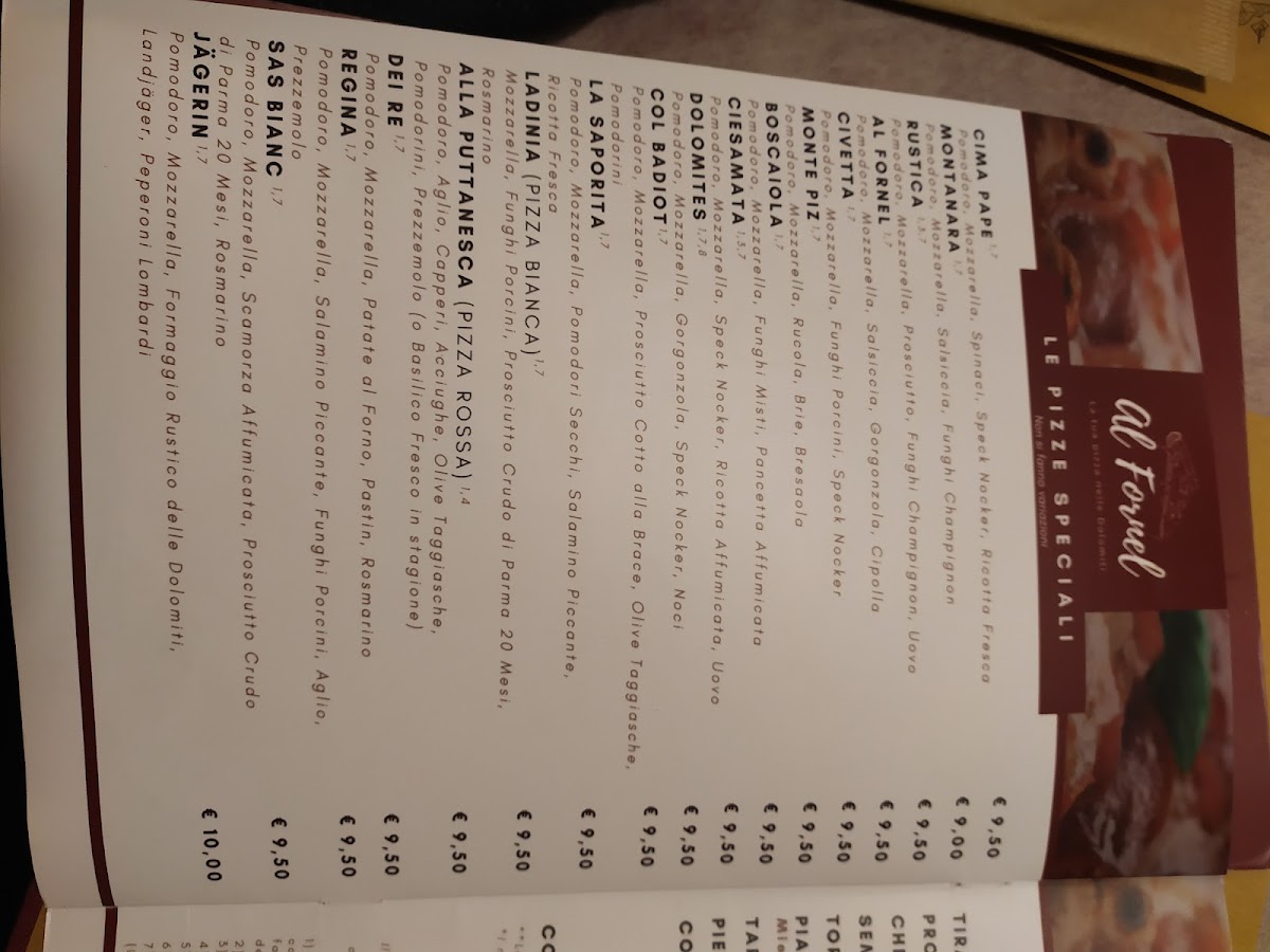 Pizzeria Al Fornel Photo Menu 1