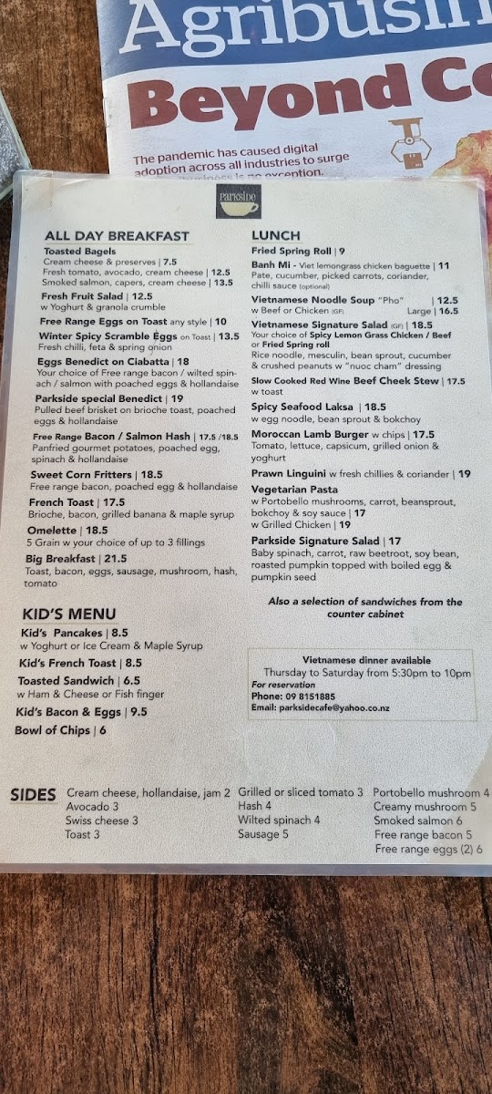 The Parkside Cafe & Restaurant Photo Menu 7