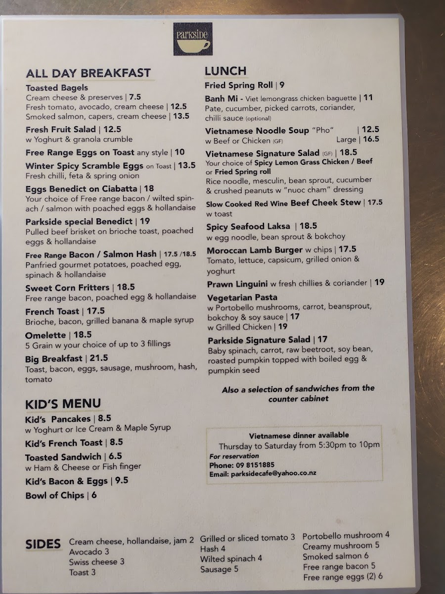 The Parkside Cafe & Restaurant Photo Menu 9