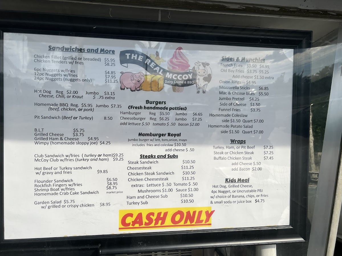 Real McCoy Dairy Creme & BBQ Photo Menu 1