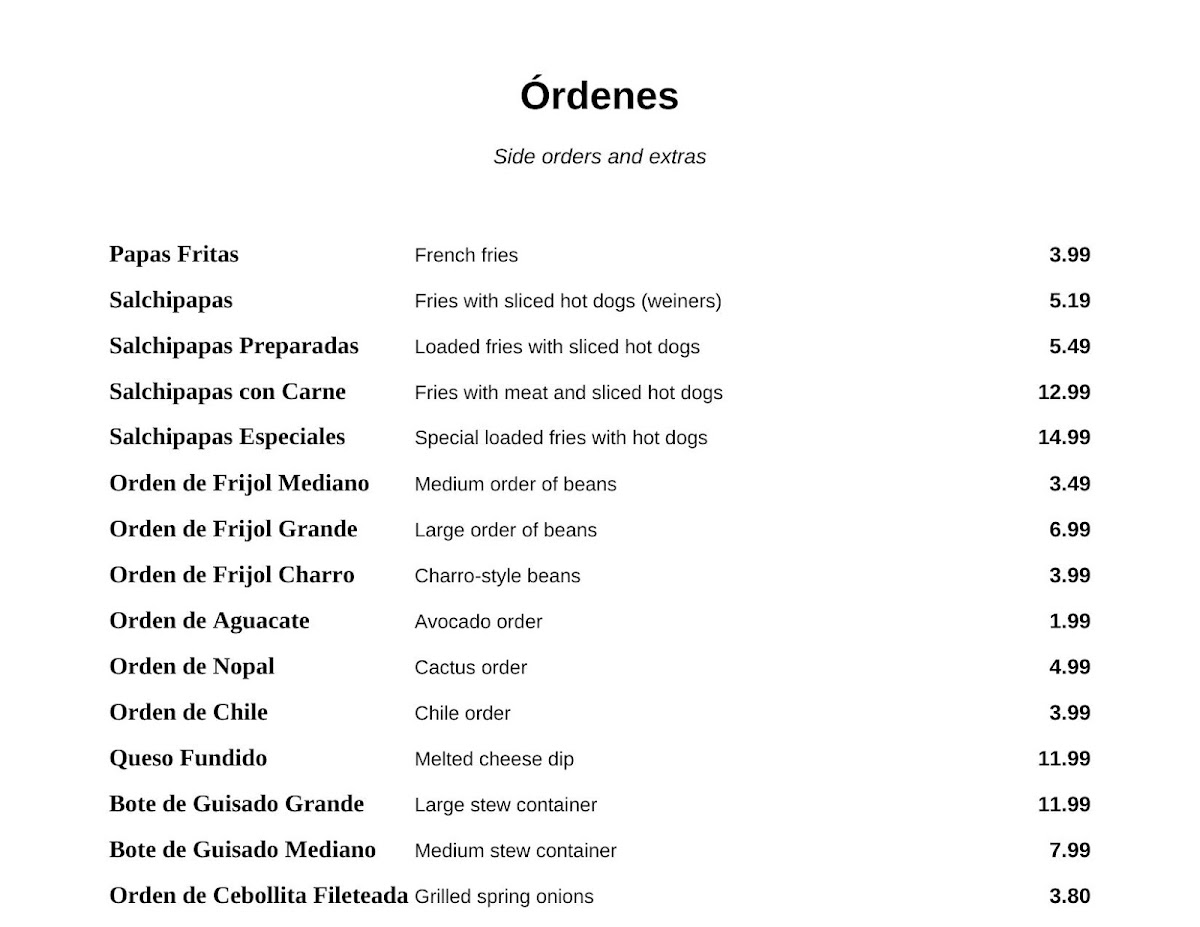 El Bigotaco’s Taqueria Photo Menu 1