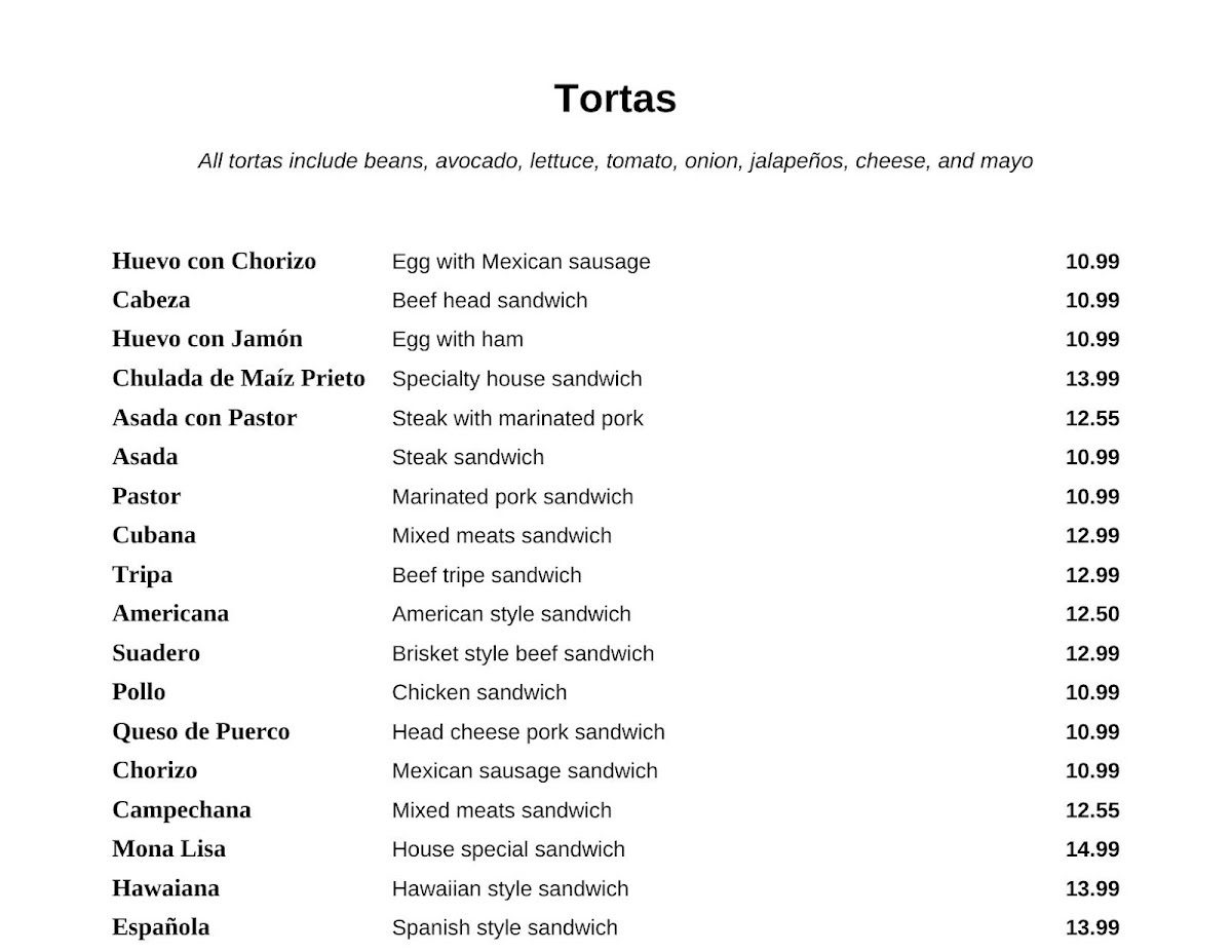 El Bigotaco’s Taqueria Photo Menu 2