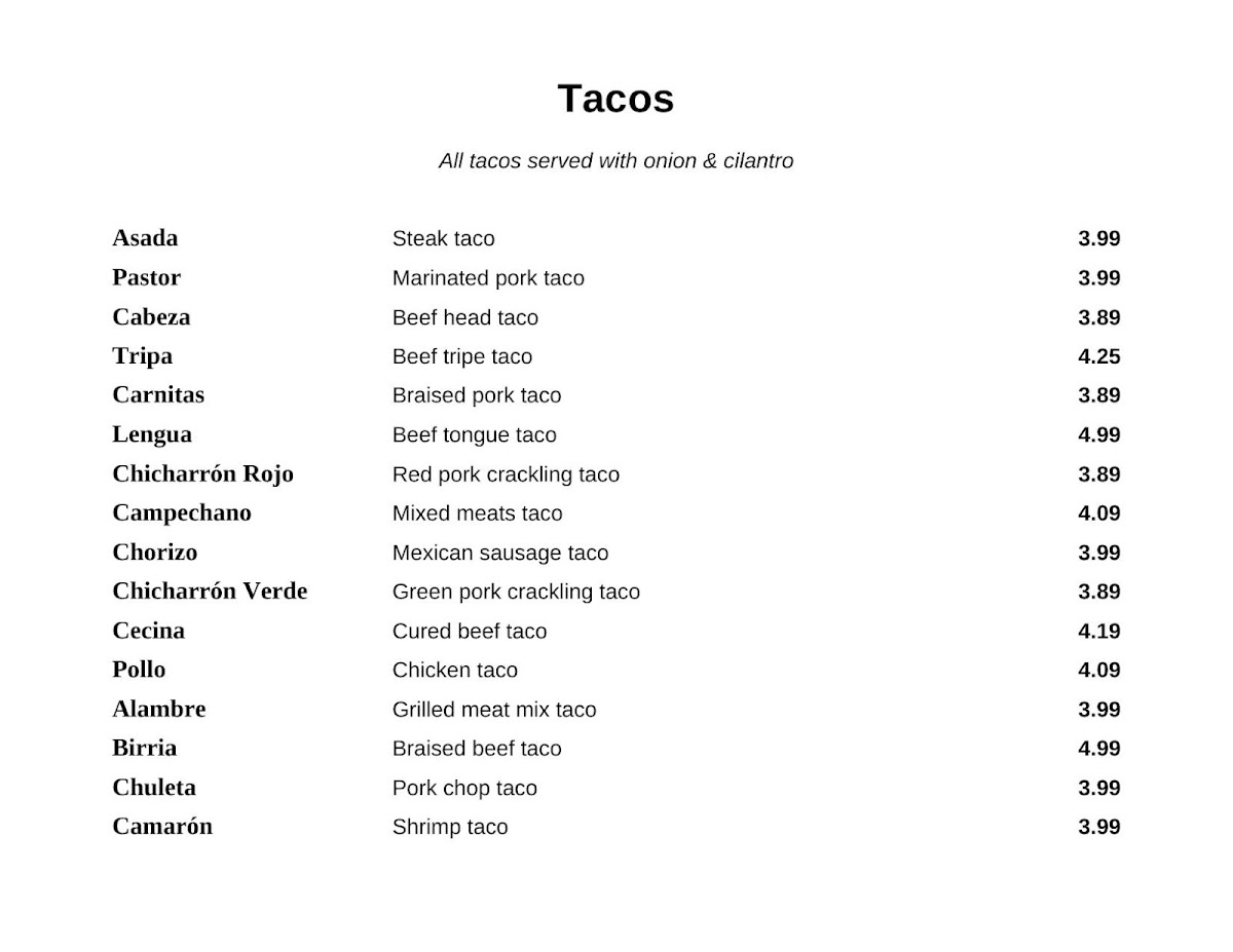 El Bigotaco’s Taqueria Photo Menu 4