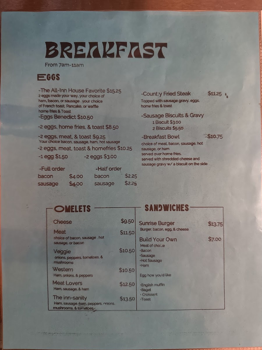 The Inn Restaurant & Bar Photo Menu 1
