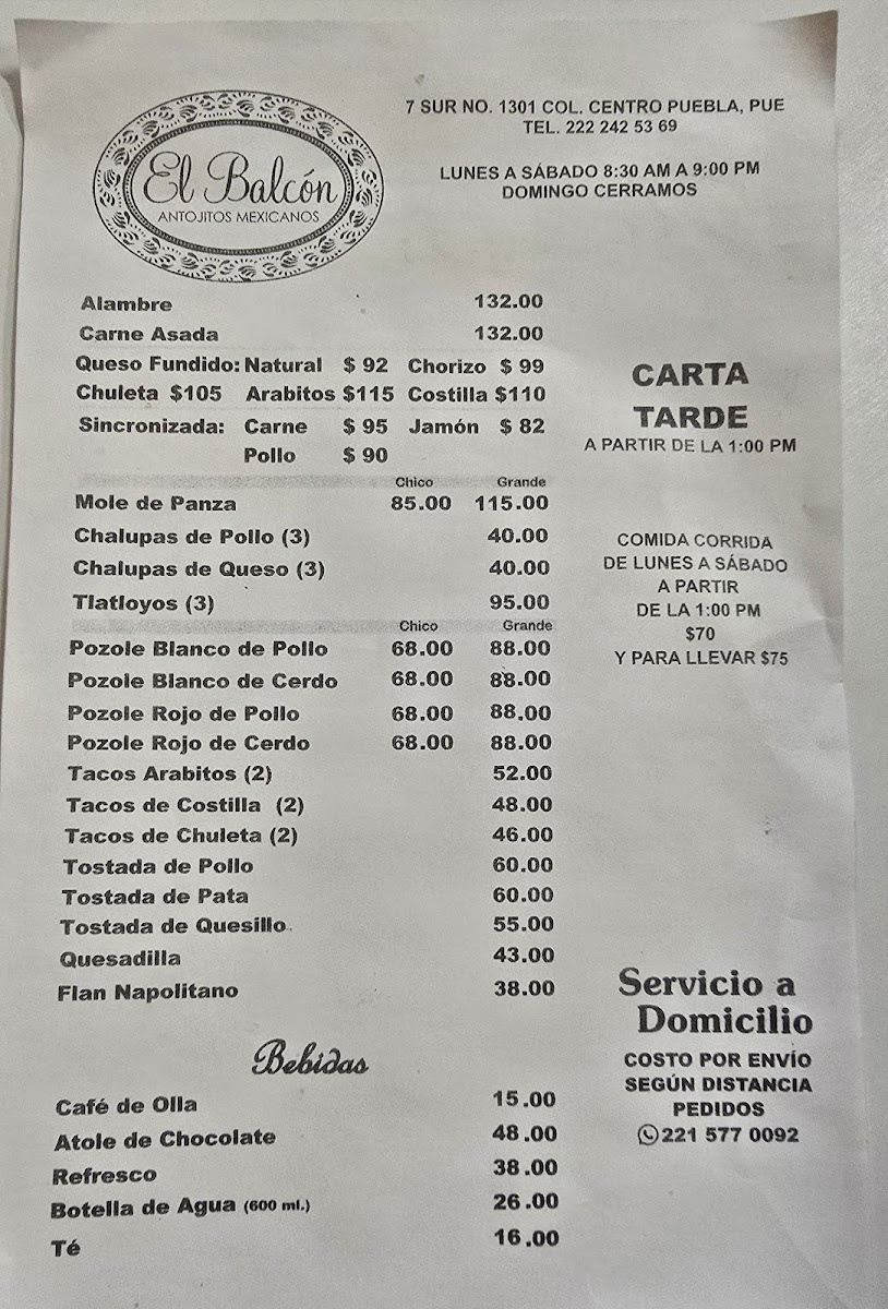 El Balcón Photo Menu 1