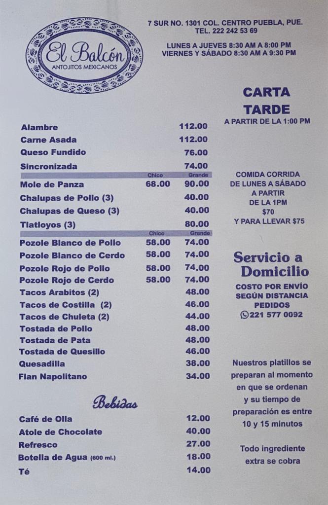 El Balcón Photo Menu 4