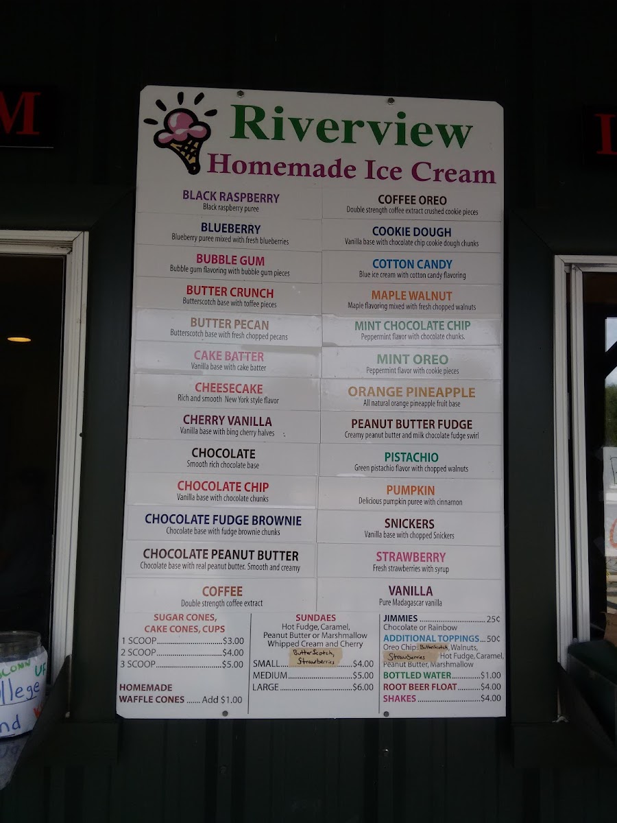 Riverview Ice Cream Photo Menu 1