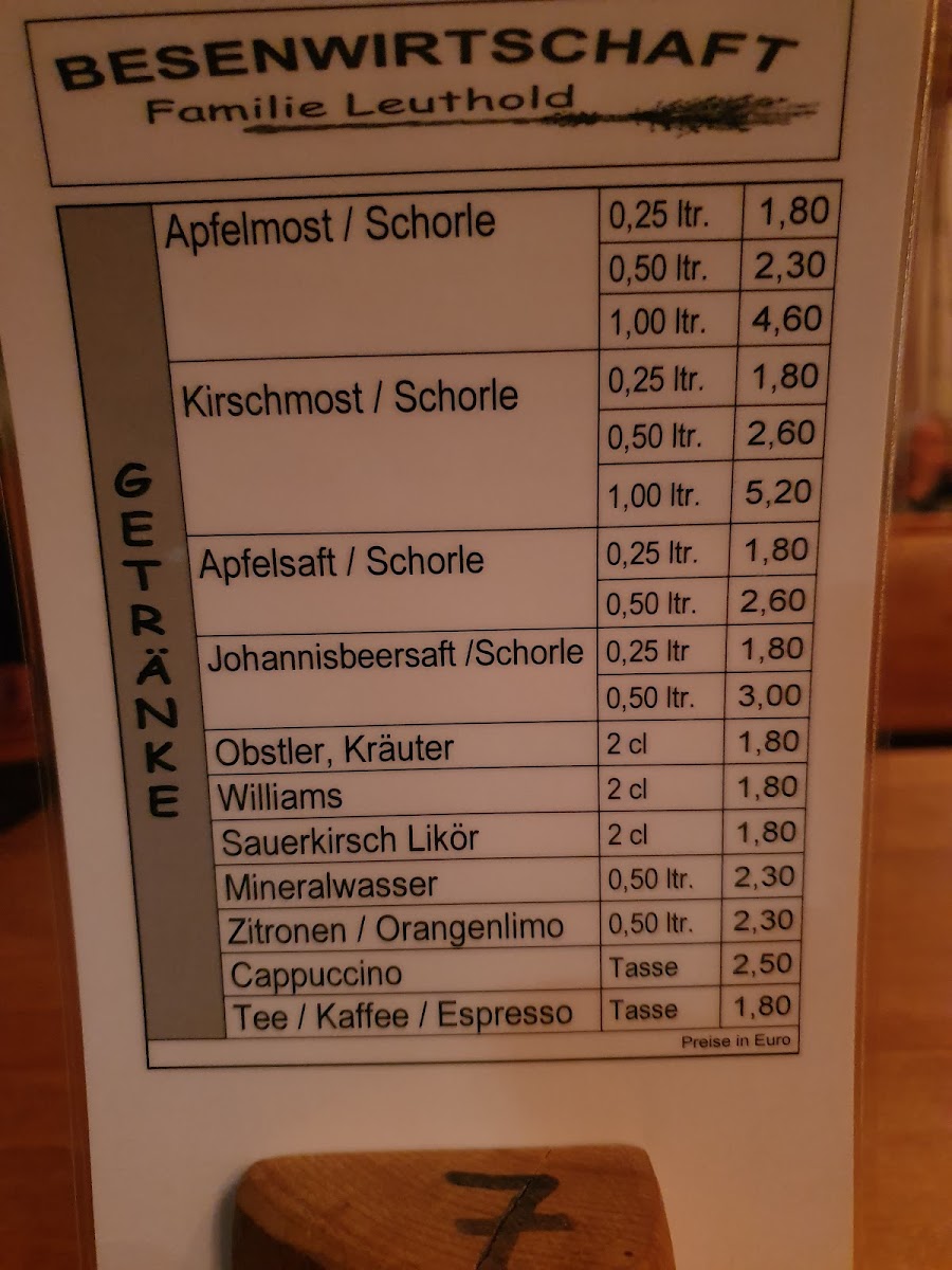 Besenwirtschaft Leuthold Photo Menu 3