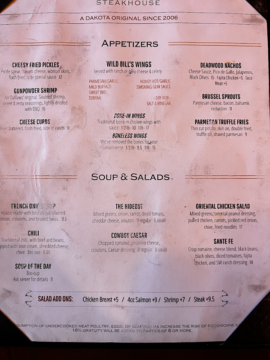 Outlaws | Steakhouse Photo Menu 9