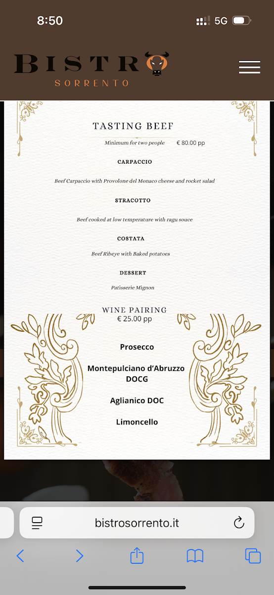 Bistro Sorrento Photo Menu 1
