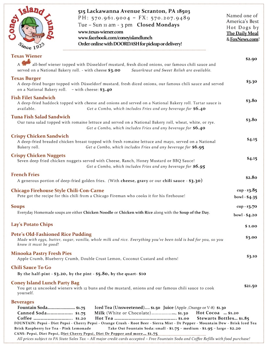 Coney Island Lunch Photo Menu 2