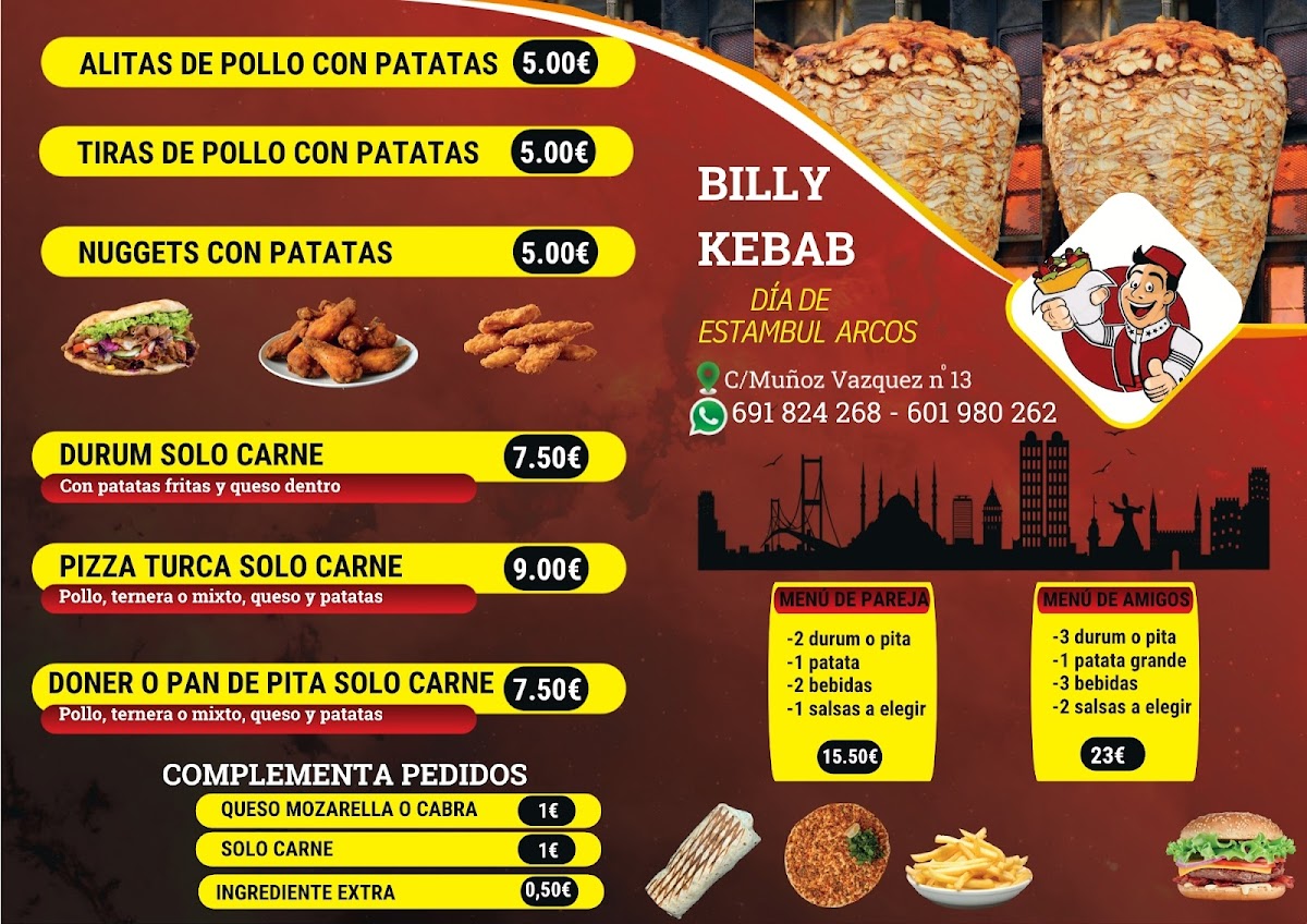 Billy Turkish kebab paseo arcos Photo Menu 1