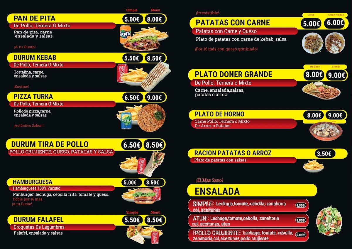 Billy Turkish kebab paseo arcos Photo Menu 2
