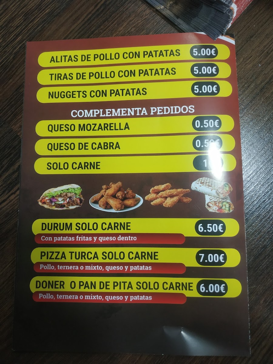 Billy Turkish kebab paseo arcos Photo Menu 6
