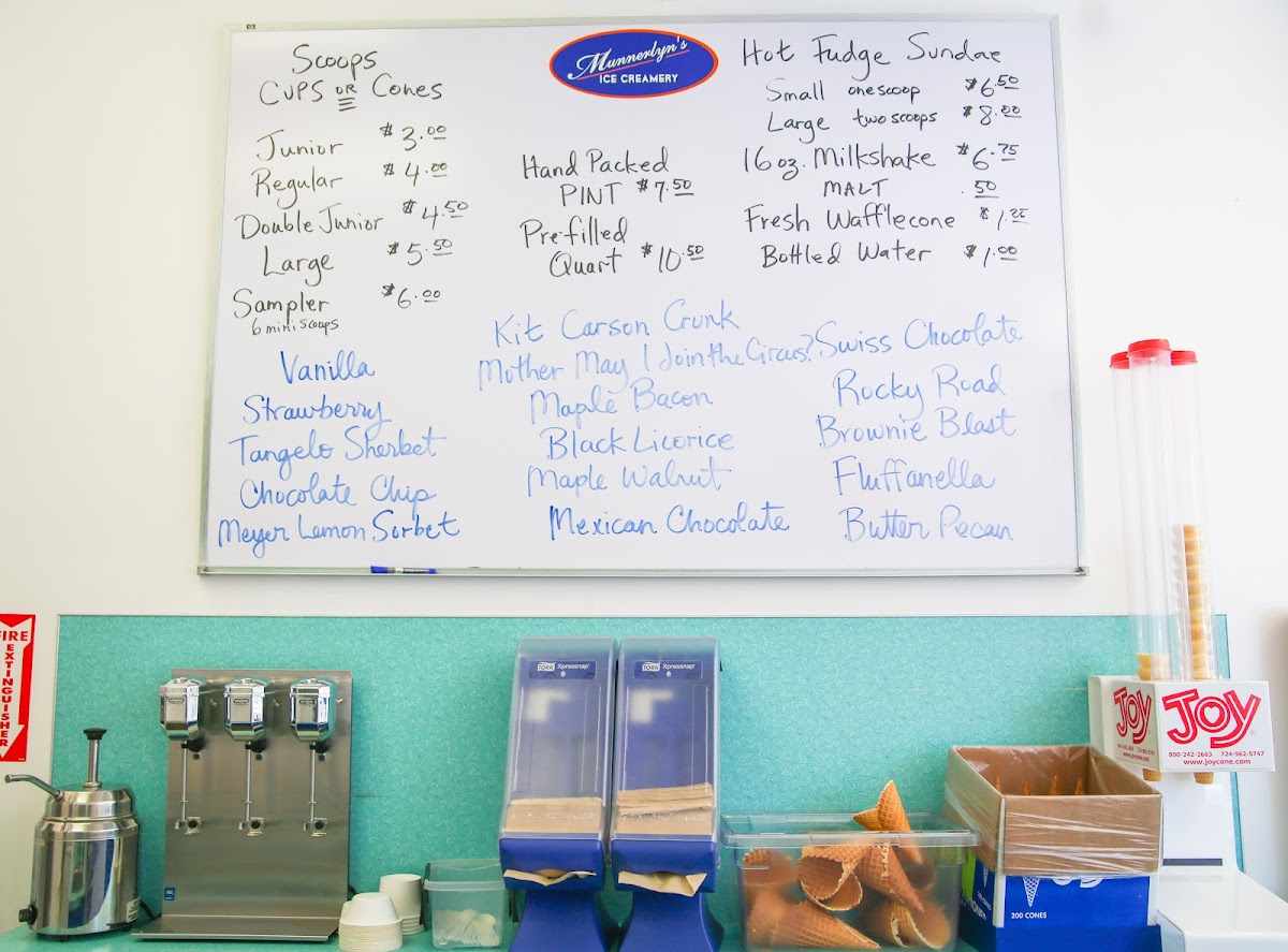 Munnerlyn's Ice Creamery Photo Menu 2