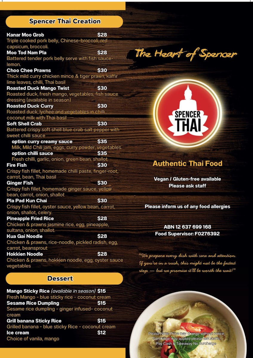 Spencer Thai Photo Menu 2