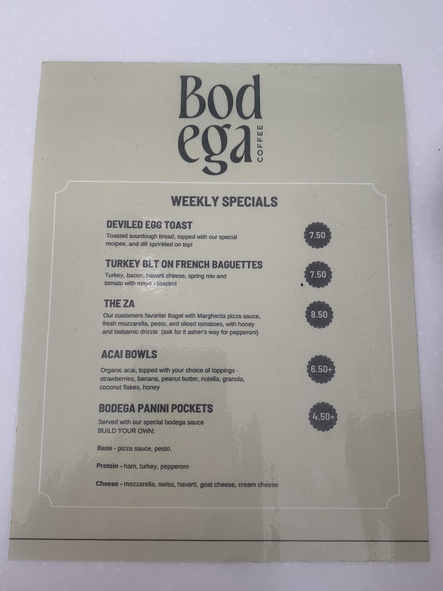 Bodega Coffee Photo Menu 1