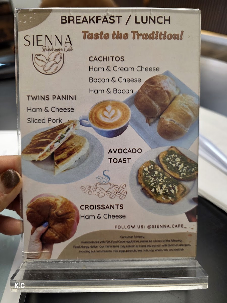 Sienna Bakehouse Cafe Photo Menu 2