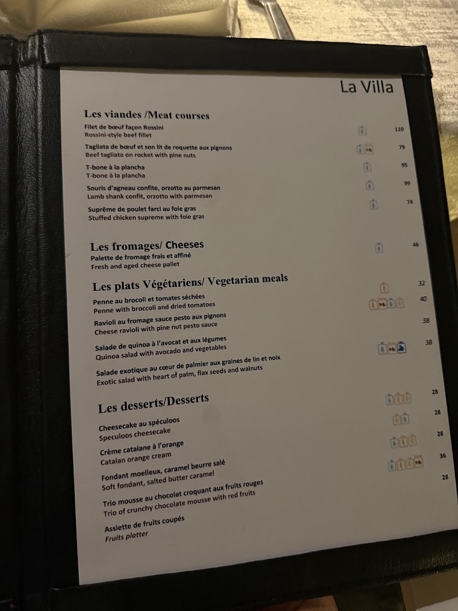 La Villa Restaurant Photo Menu 1