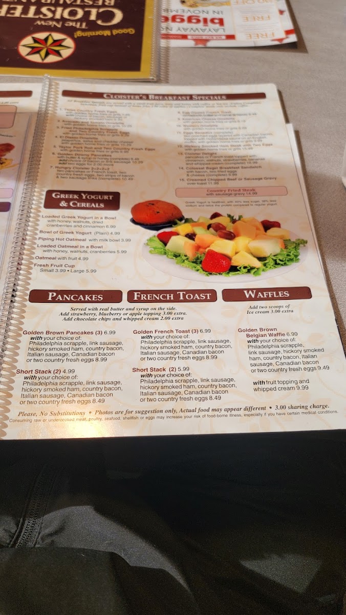 The New Cloister Restaurant Photo Menu 4