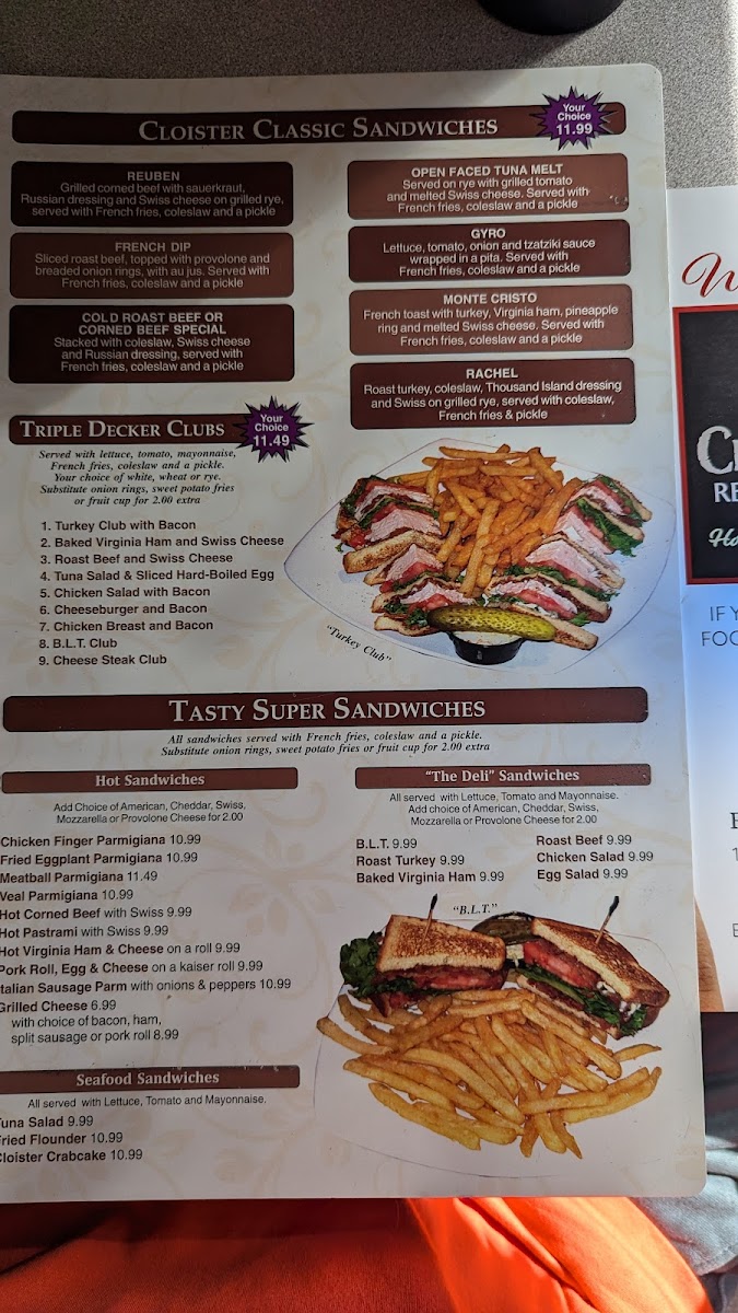 The New Cloister Restaurant Photo Menu 6