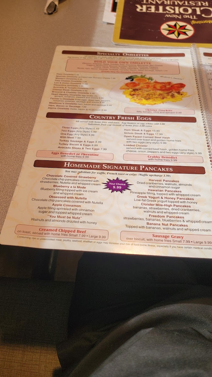 The New Cloister Restaurant Photo Menu 8