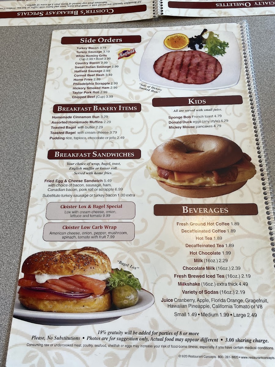 The New Cloister Restaurant Photo Menu 9