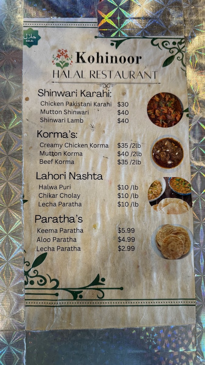 Kohinoor halal resturant Photo Menu 2
