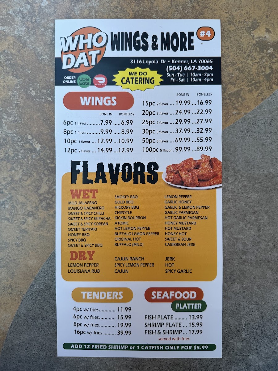 Who dat wings #4 Photo Menu 1
