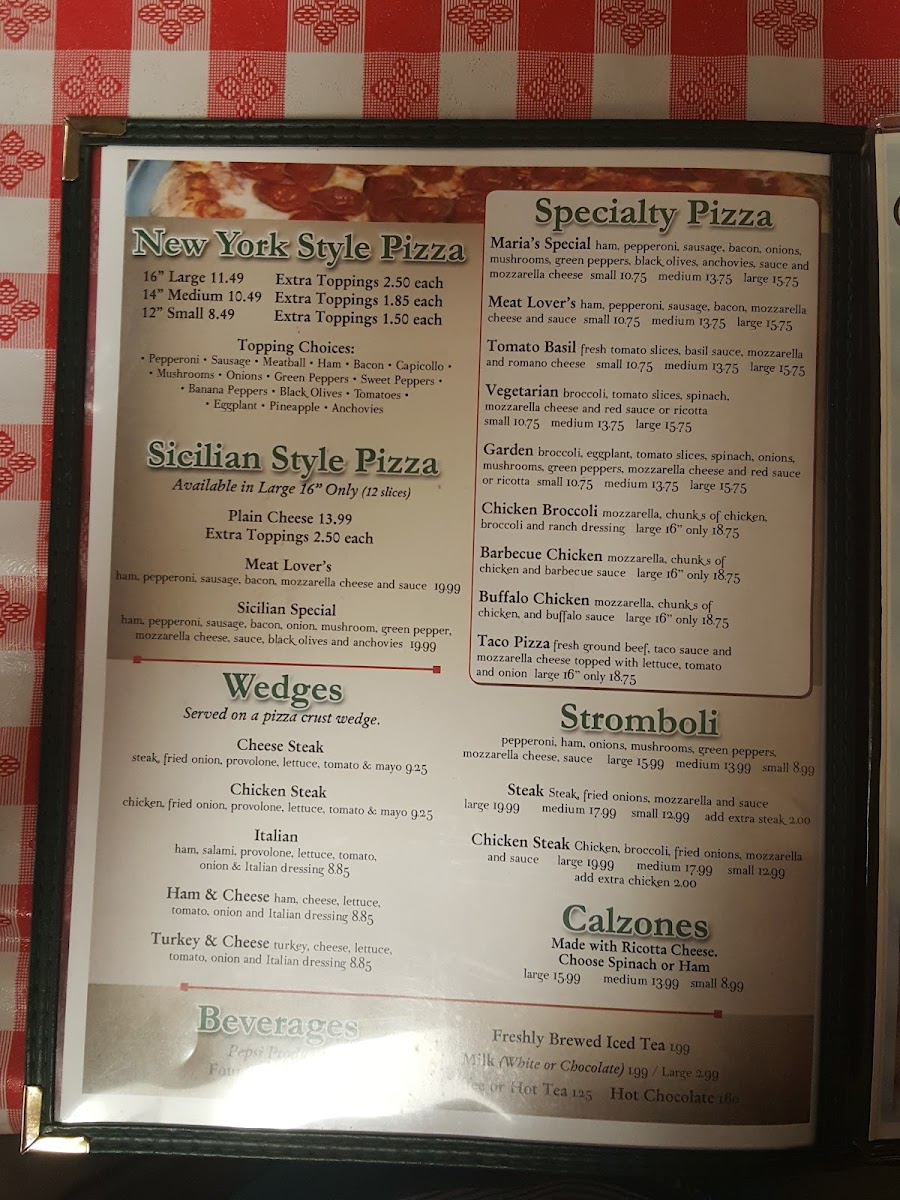 Maria's Italian Restaurant Photo Menu 2