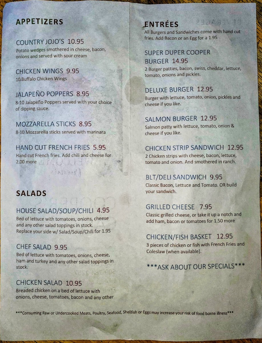 Cooper's General Store & Cafe Photo Menu 1