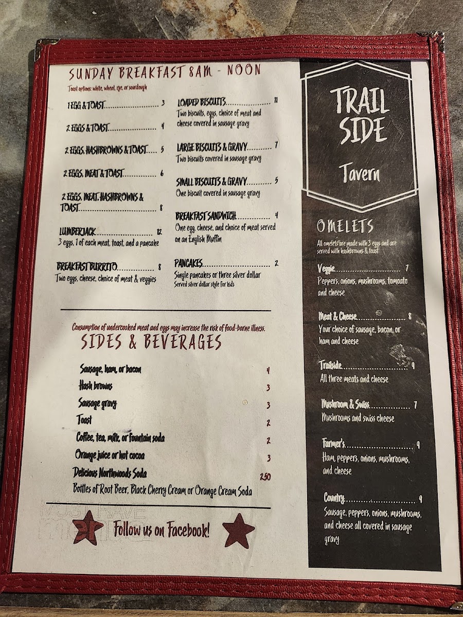 Trailside Tavern Photo Menu 1
