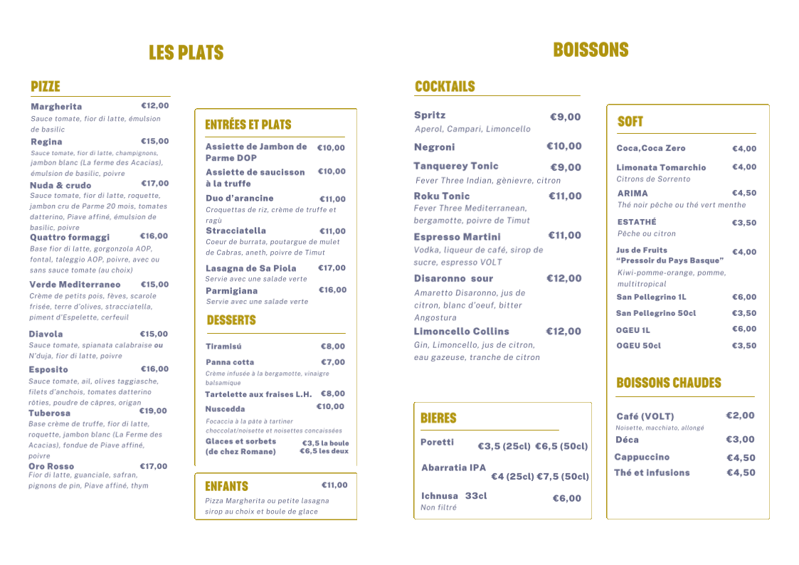 Sa Piola Hossegor Photo Menu 1