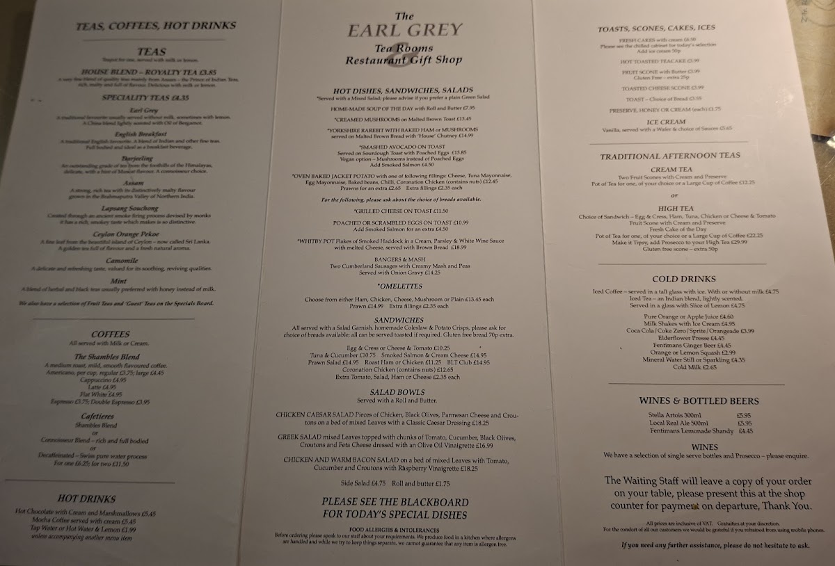 The Earl Grey Tea Rooms Photo Menu 2