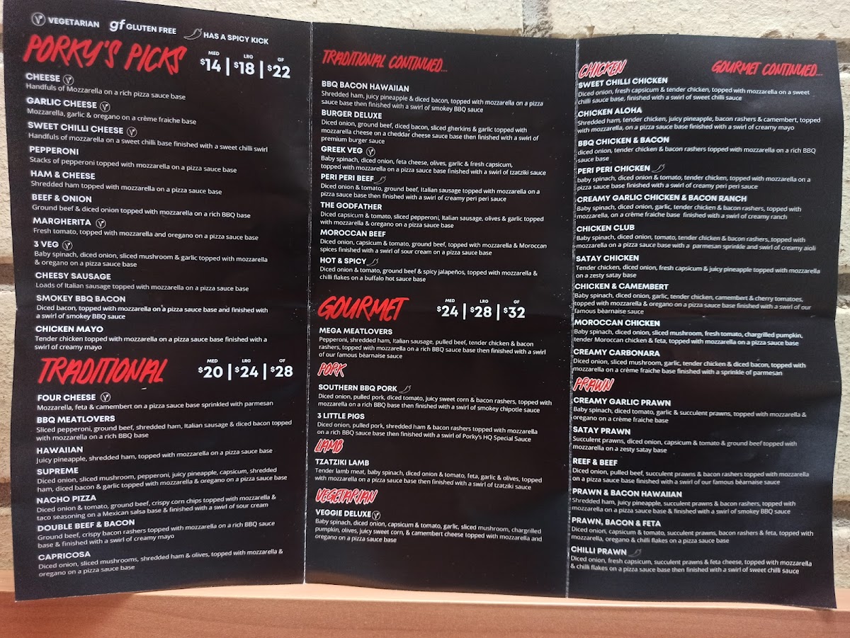 Porky's Pizza HQ Photo Menu 1