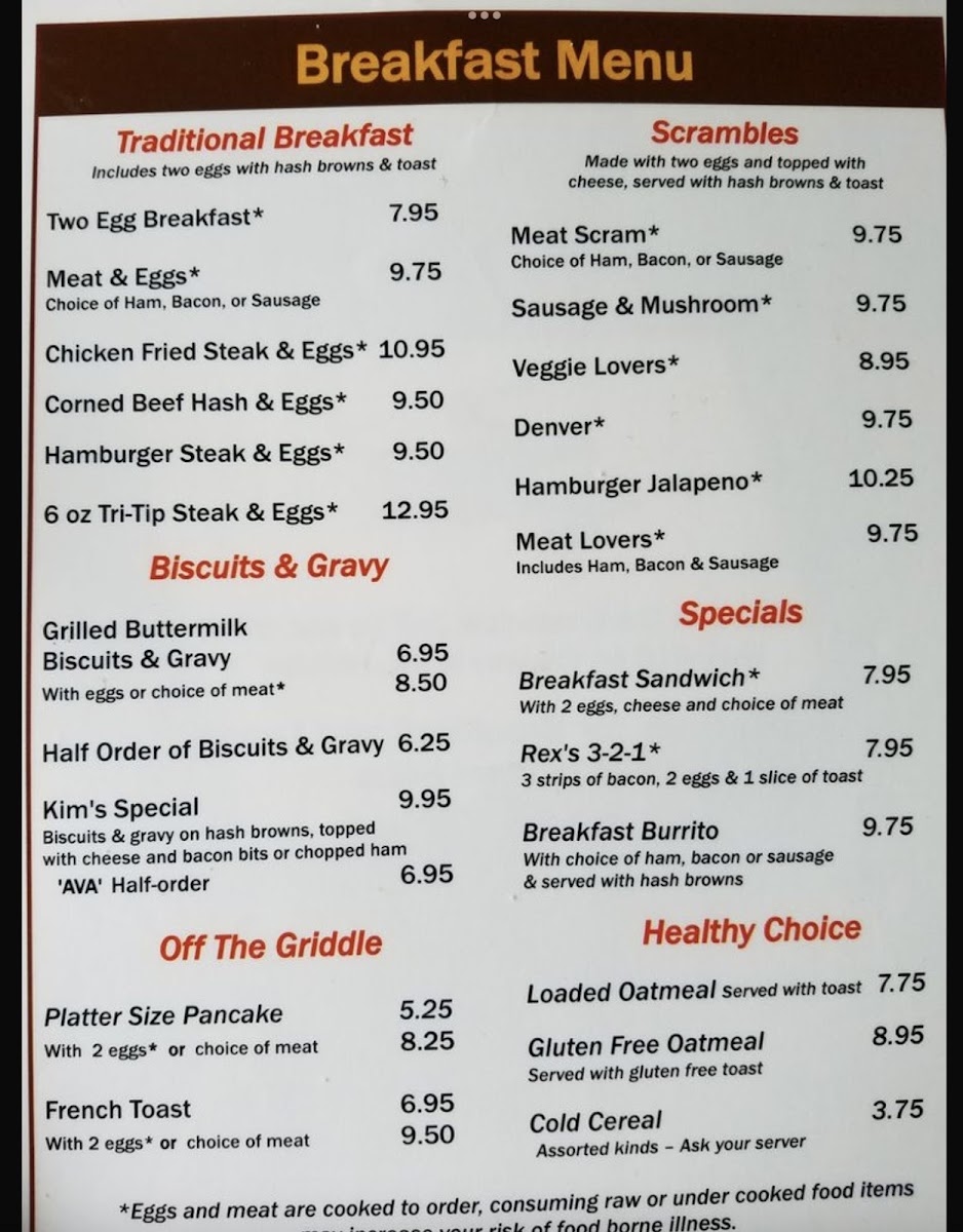 Enumclaw Golf Course Cafe Photo Menu 1