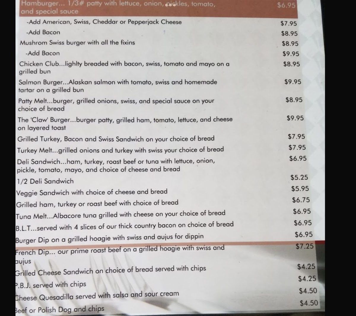 Enumclaw Golf Course Cafe Photo Menu 2
