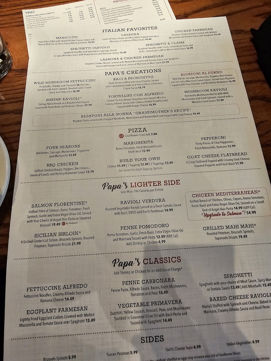 Papa Vino's Italian Kitchen Photo Menu 10