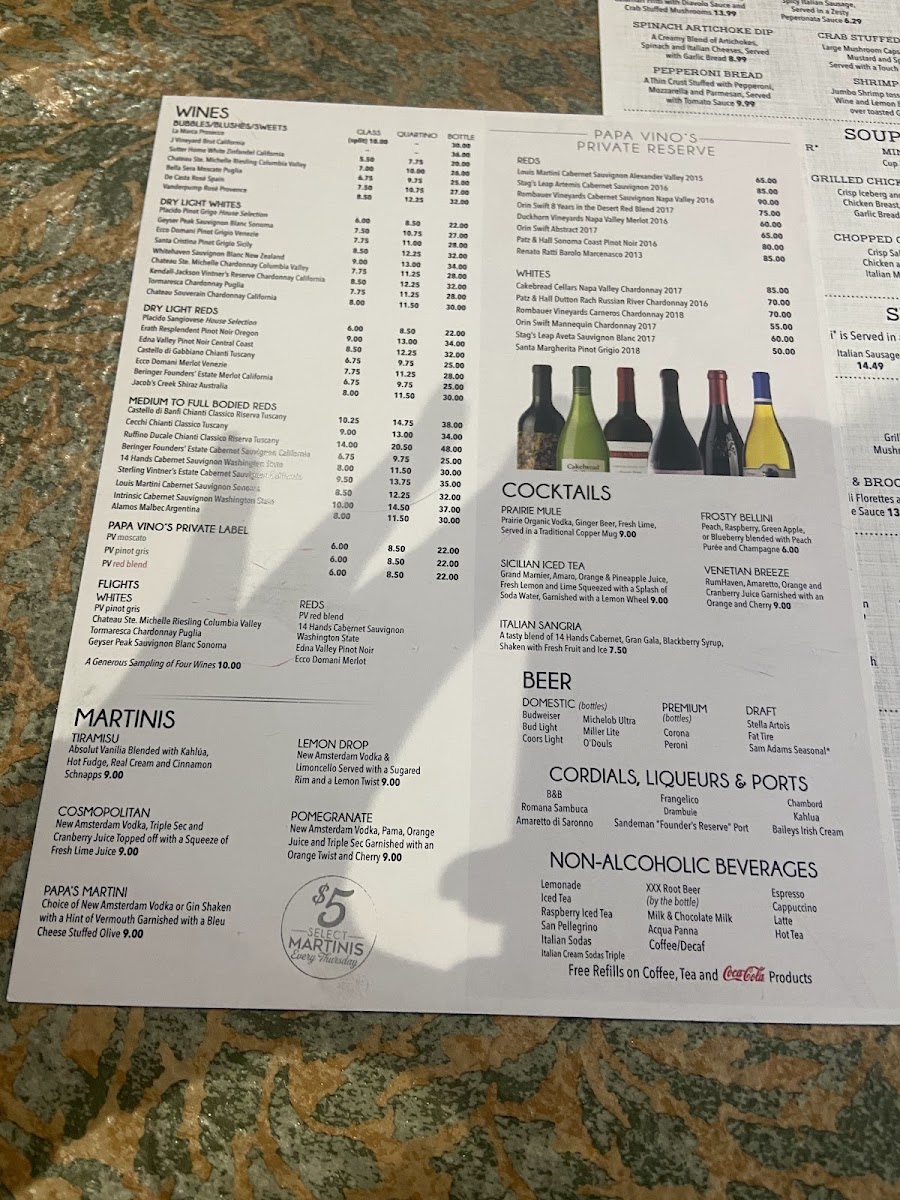 Papa Vino's Italian Kitchen Photo Menu 9