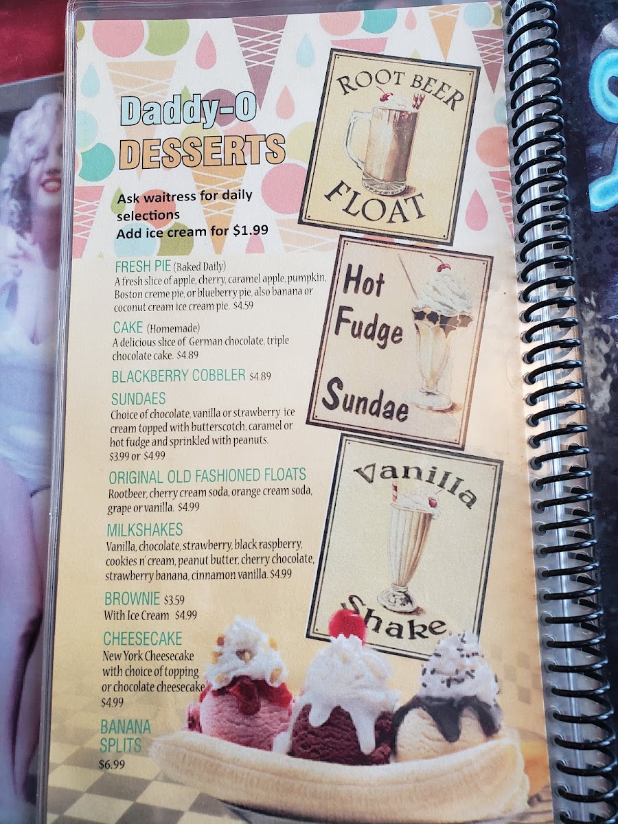 DJ's 50'S & 60'S Diner Photo Menu 1