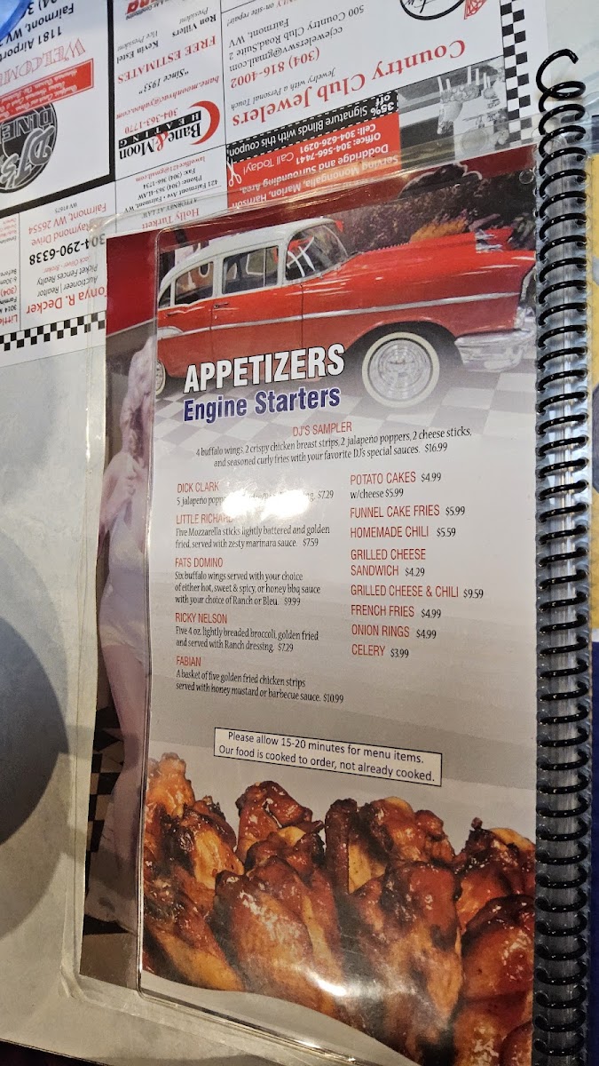 DJ's 50'S & 60'S Diner Photo Menu 2