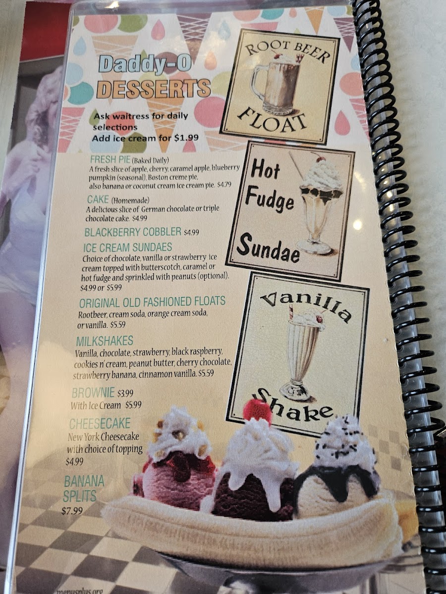 DJ's 50'S & 60'S Diner Photo Menu 3