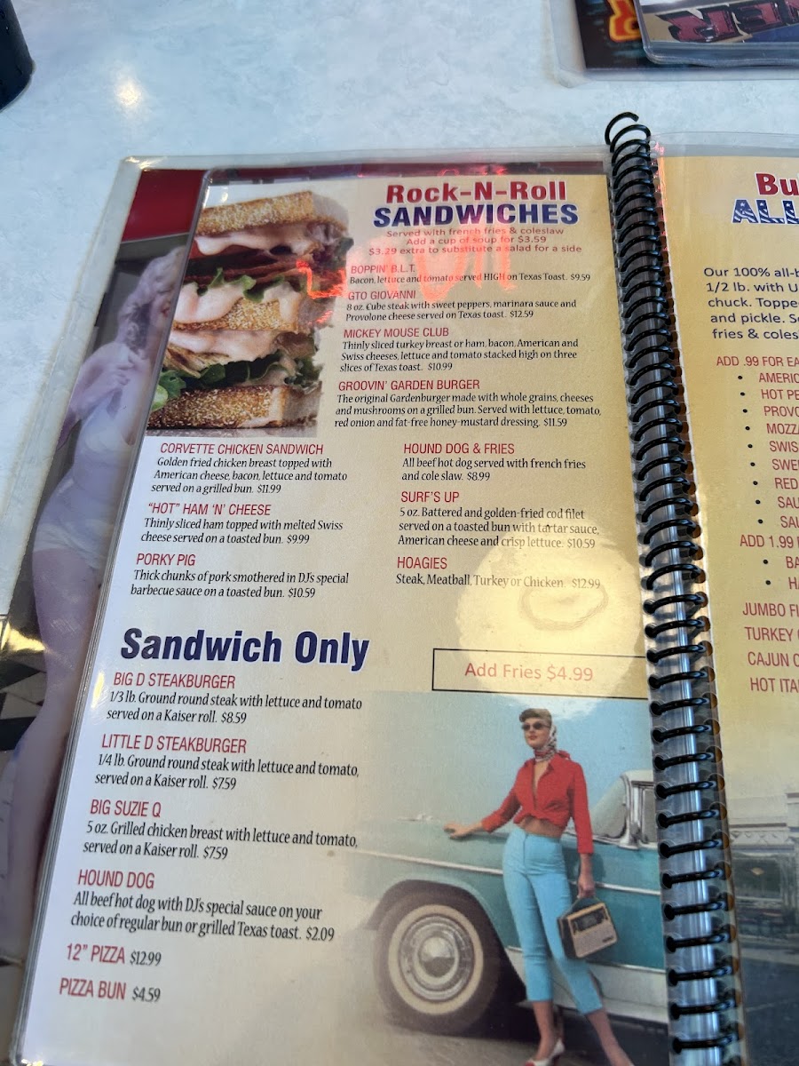 DJ's 50'S & 60'S Diner Photo Menu 7